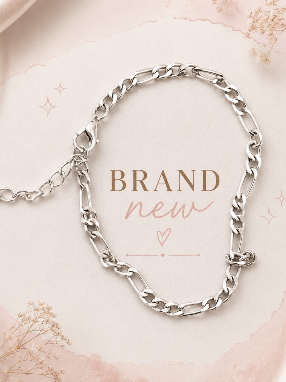 Sterling-Effect Silver Chain Bracelet - Brand New
